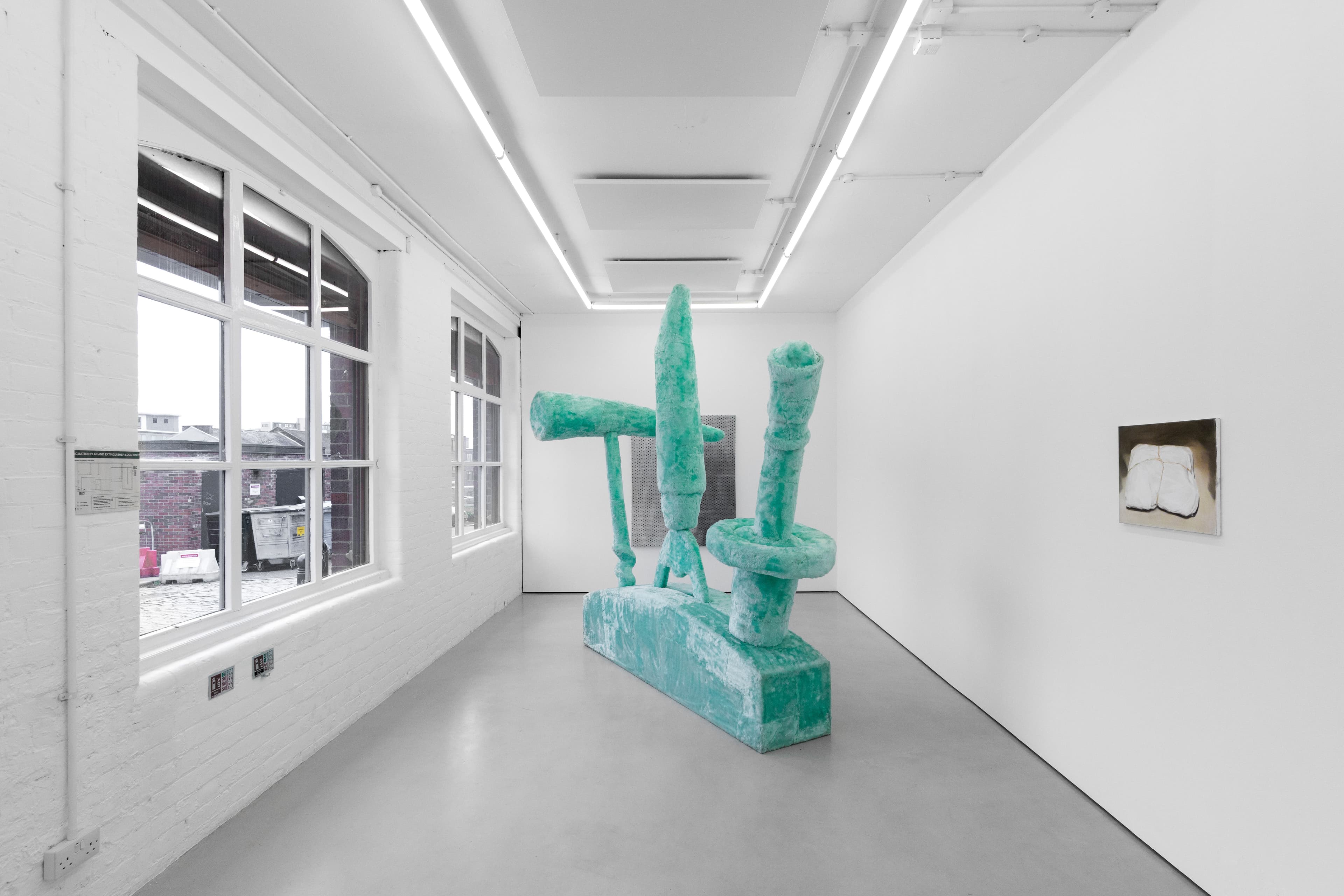 Installation shots of 'Decoy' - a group exhibition of painting and sculpture at Workplace | Newcastle - including artwork by Cristian Avram, Eric Bainbridge, Simeon Barclay, Rachel Lancaster, Sooim Jeong and Miko Veldkamp