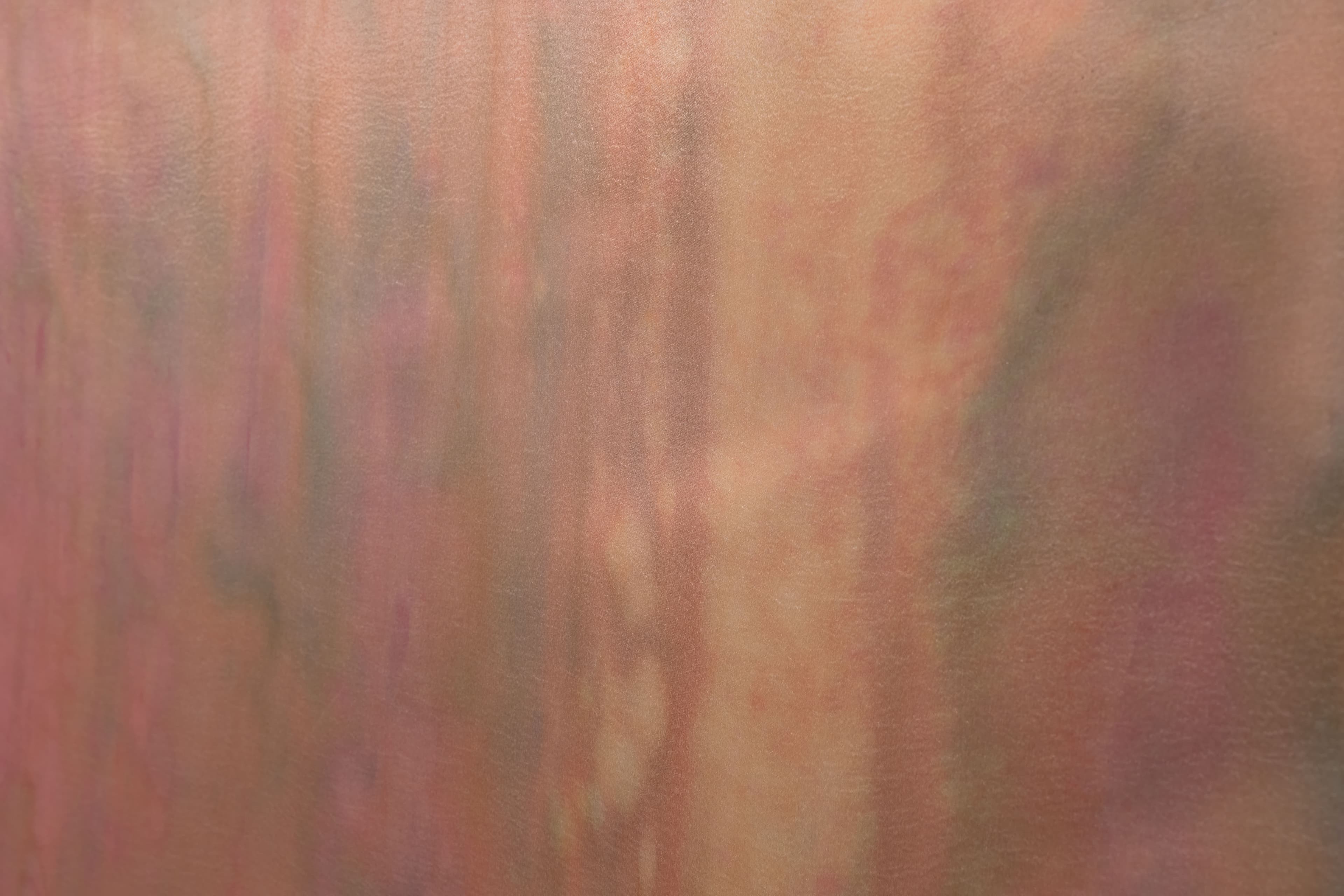 Medium sized painting by Max Boyla. Salmon pink background with marbled markings on the left and right hand side of the canvas divided by a light pink bleached line.