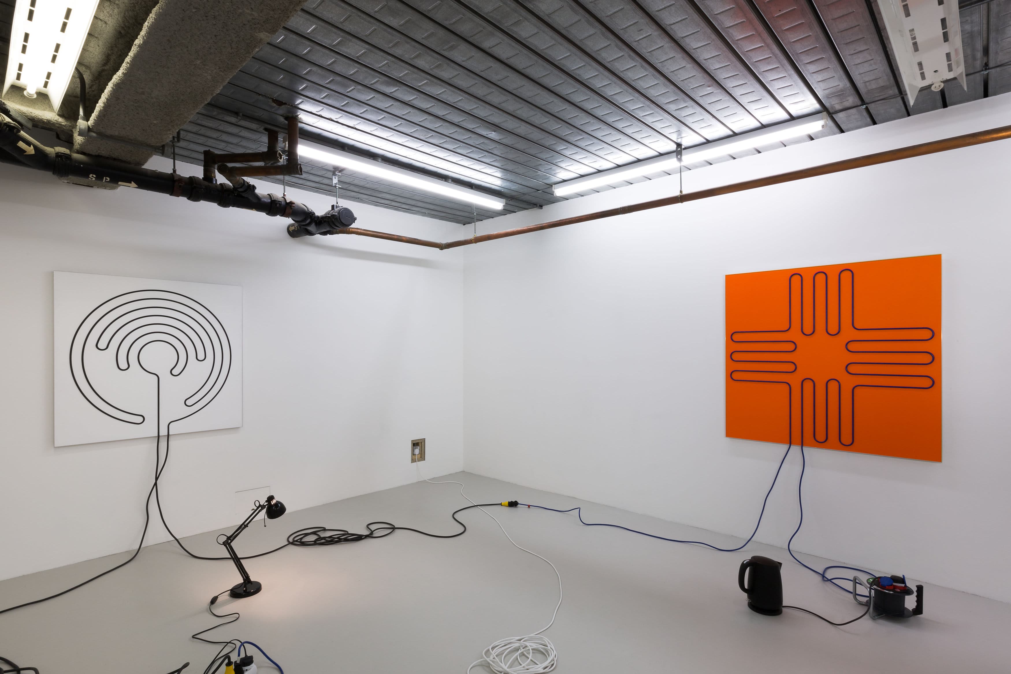 Installation shots of Jacob Dahlgren's exhibition 'Third Uncle' at Workplace London