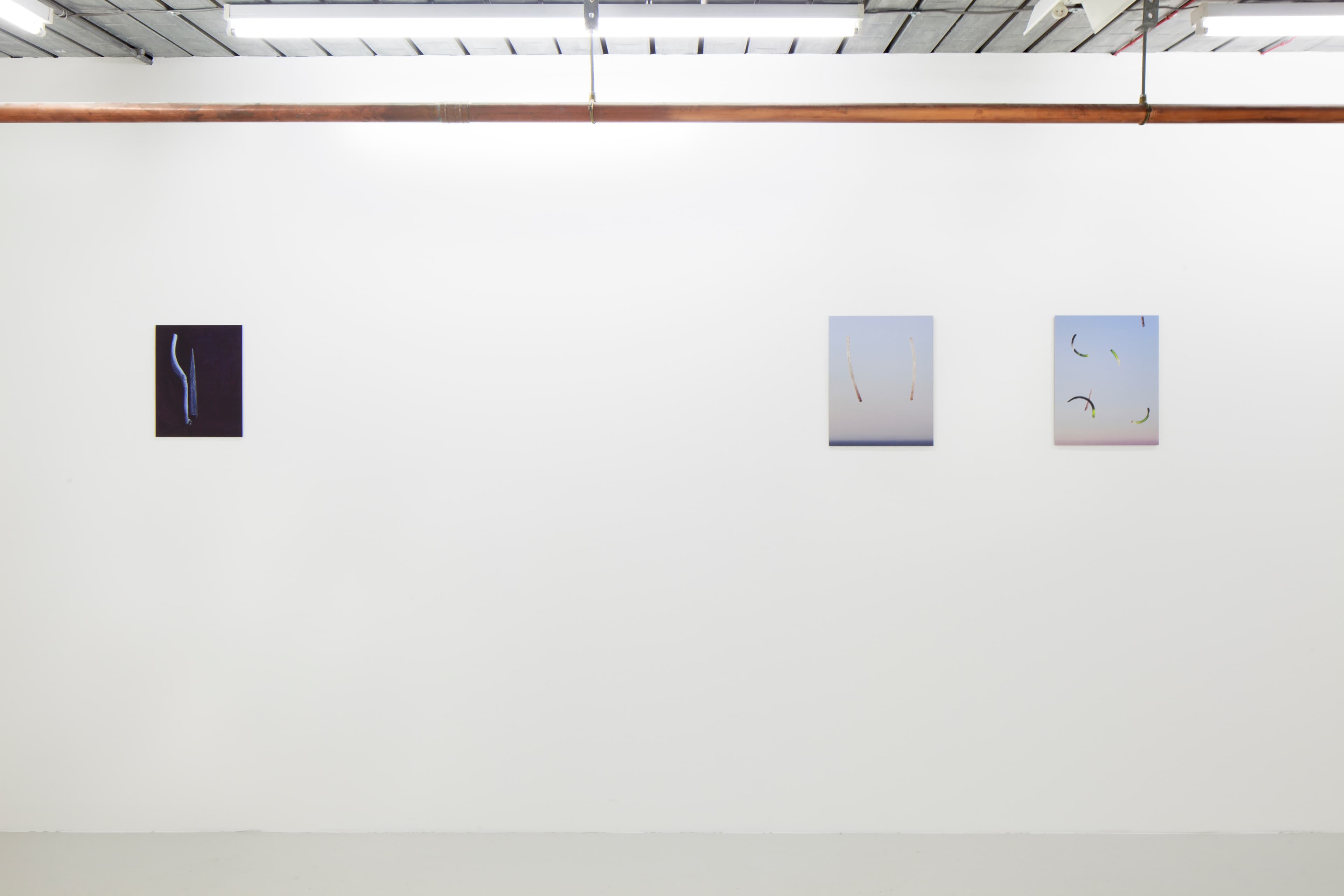 images of Joe Clarke's work in his exhibition 'Every song the same' at Workplace in London