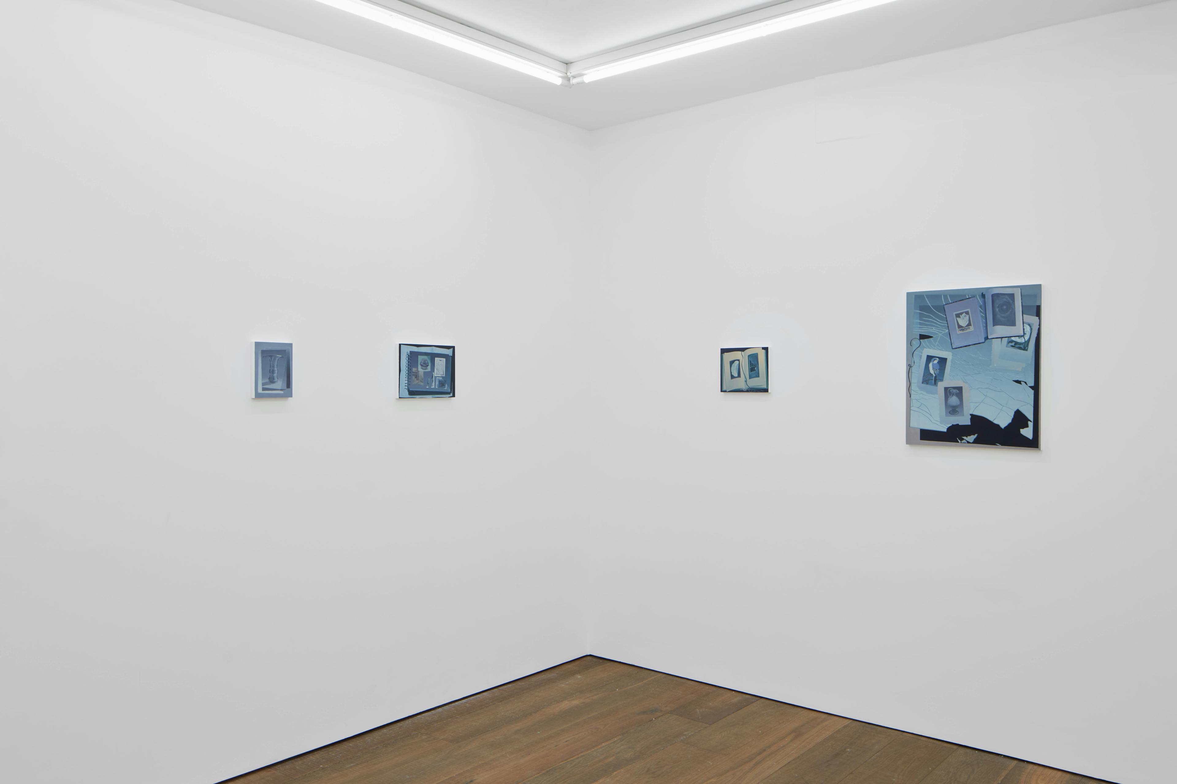 Installation shots of Olivia Jia's solo exhibition Ex Libris, at Workplace | London