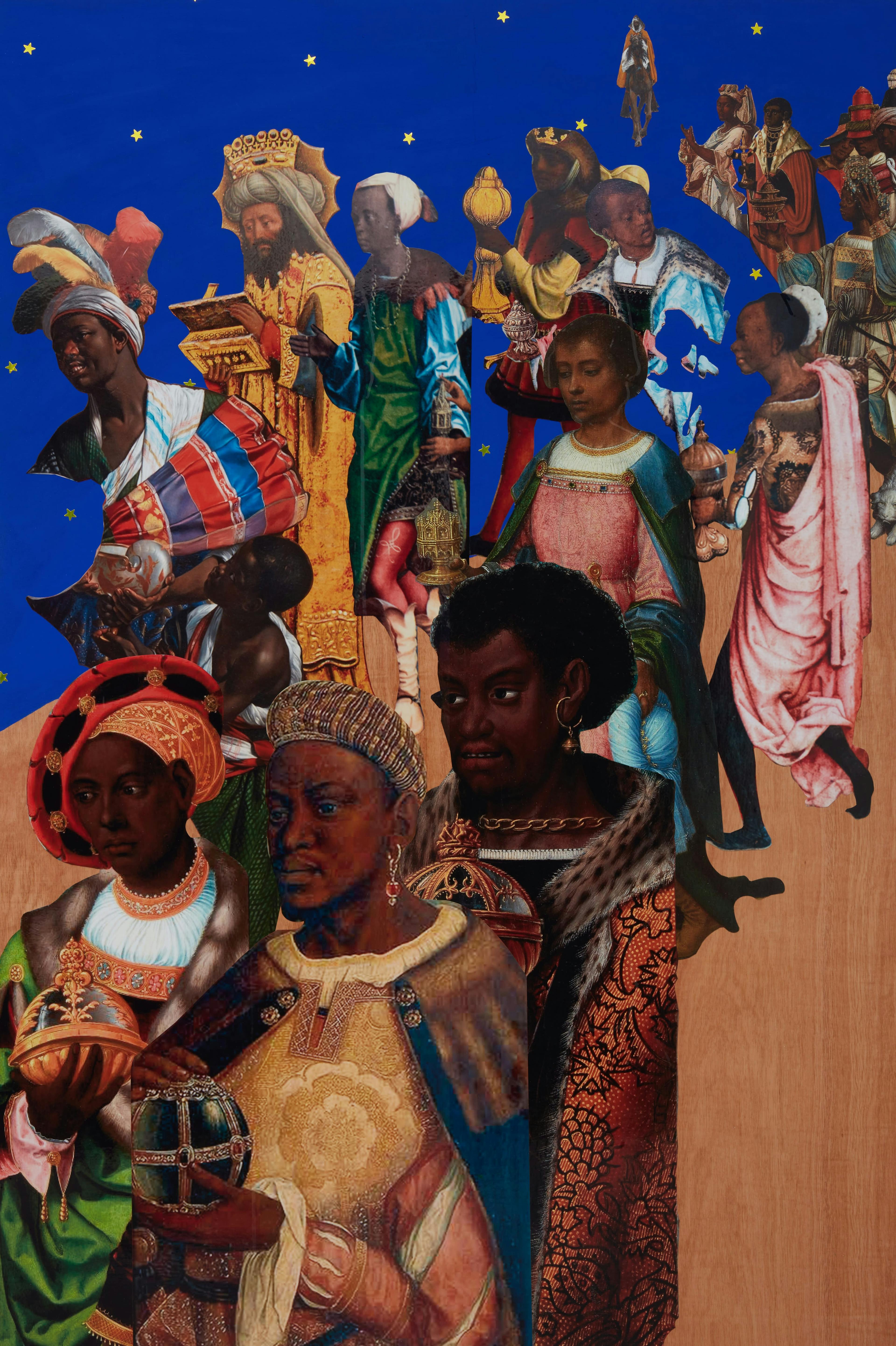 A crop of Rosa Johan Uddoh's collage of art historical images of Balthazar