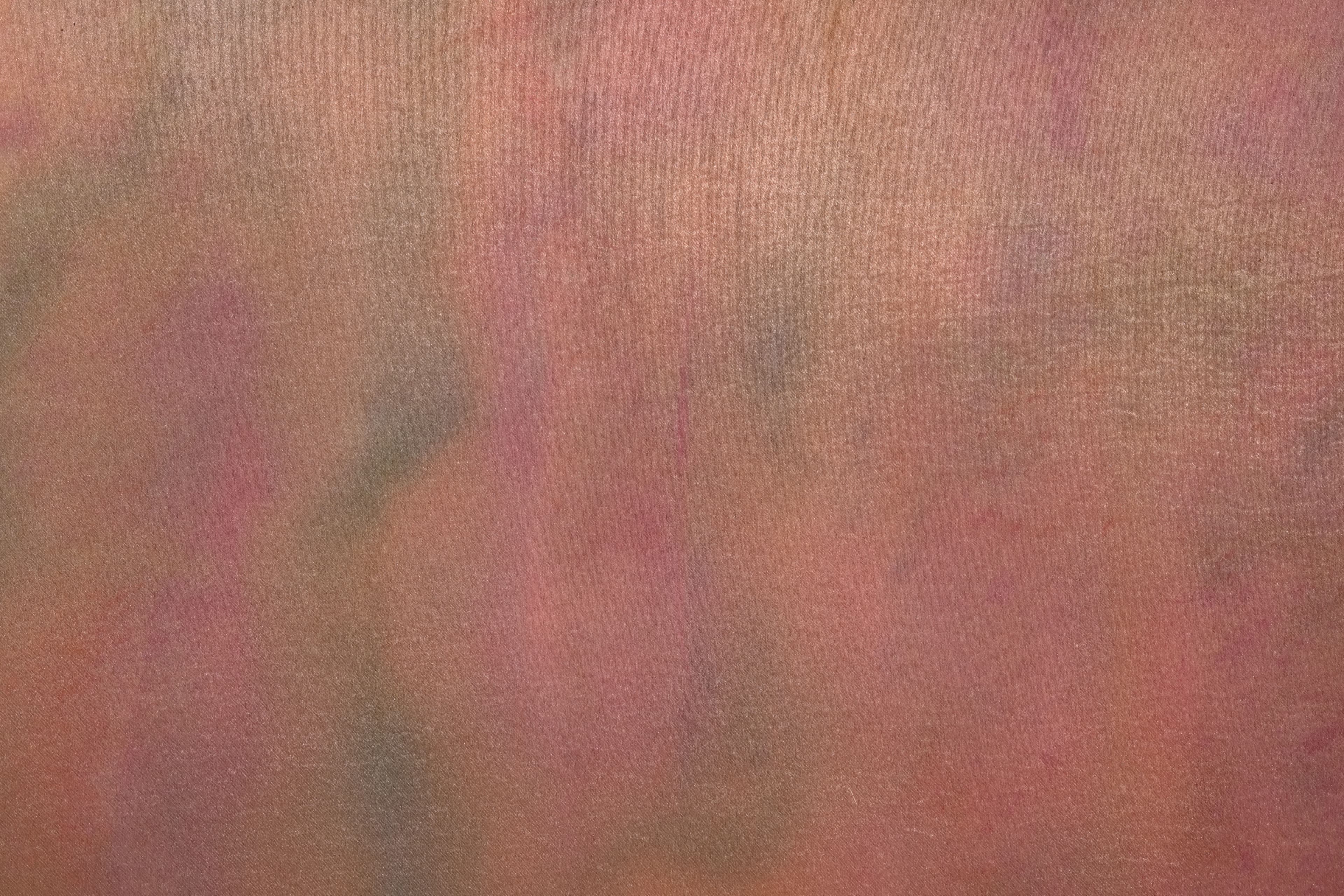 Medium sized painting by Max Boyla. Salmon pink background with marbled markings on the left and right hand side of the canvas divided by a light pink bleached line.