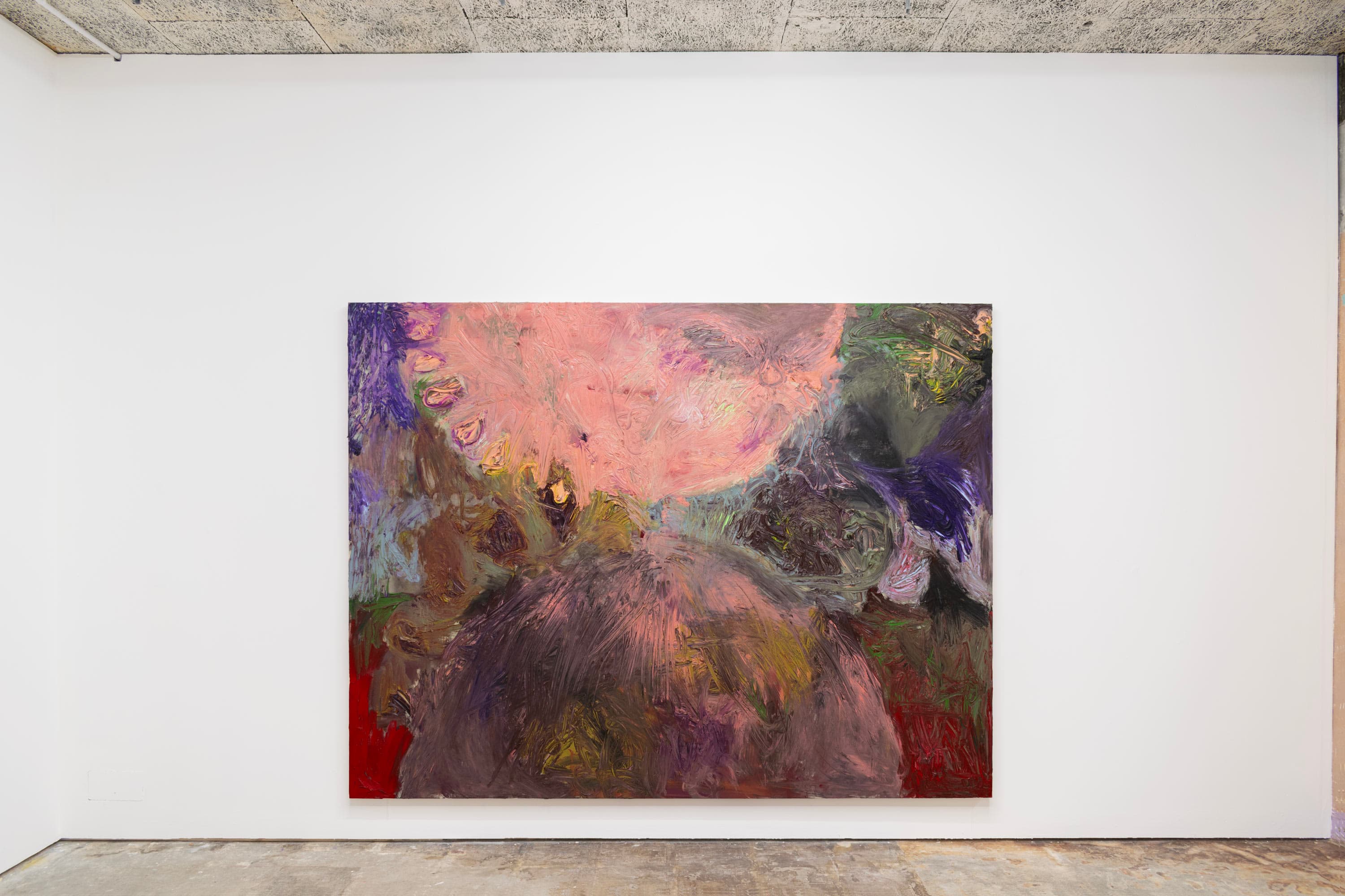 An installation by James Cabaniuk including two large abstract paintings facing one an another