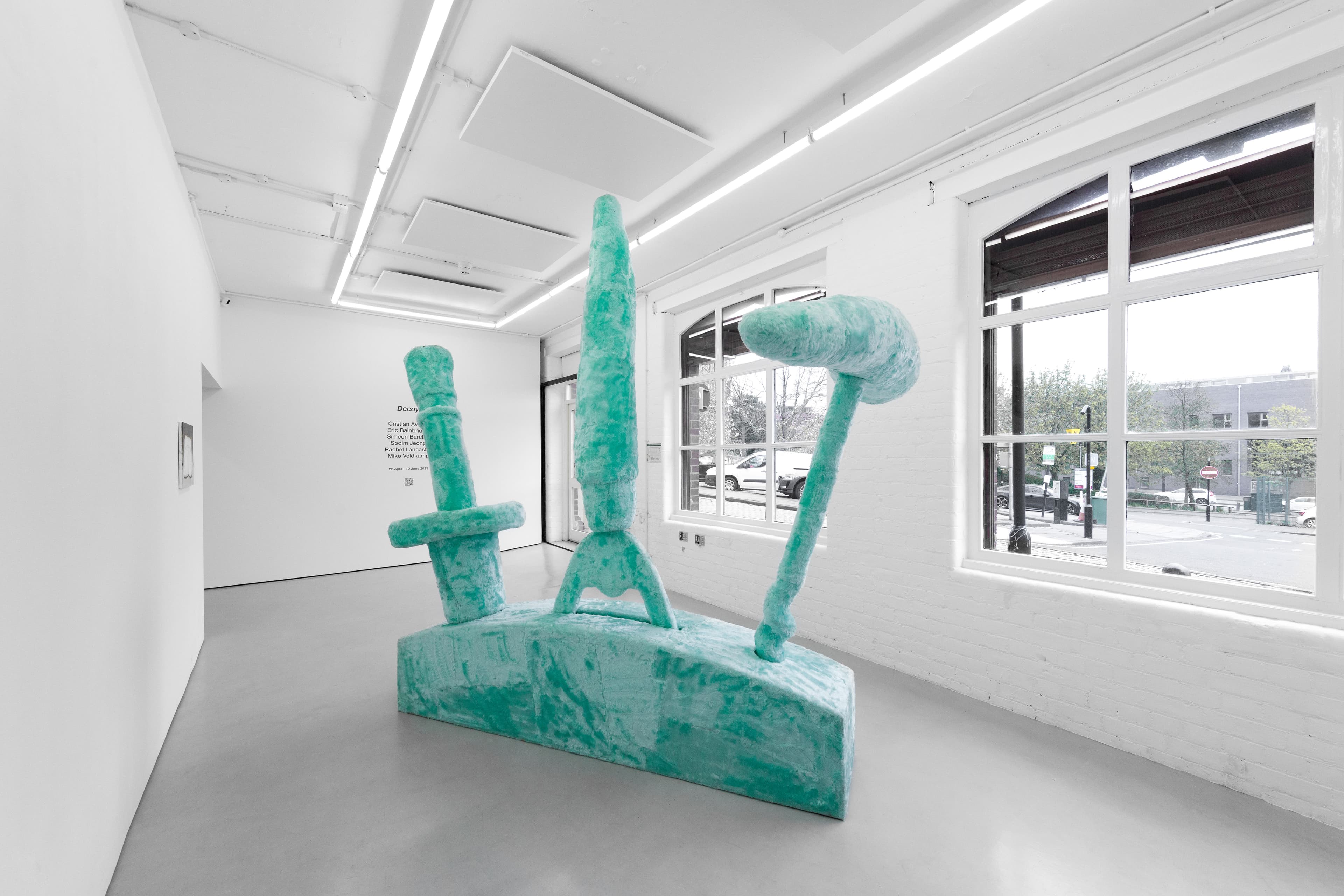 Installation shots of 'Decoy' - a group exhibition of painting and sculpture at Workplace | Newcastle - including artwork by Cristian Avram, Eric Bainbridge, Simeon Barclay, Rachel Lancaster, Sooim Jeong and Miko Veldkamp