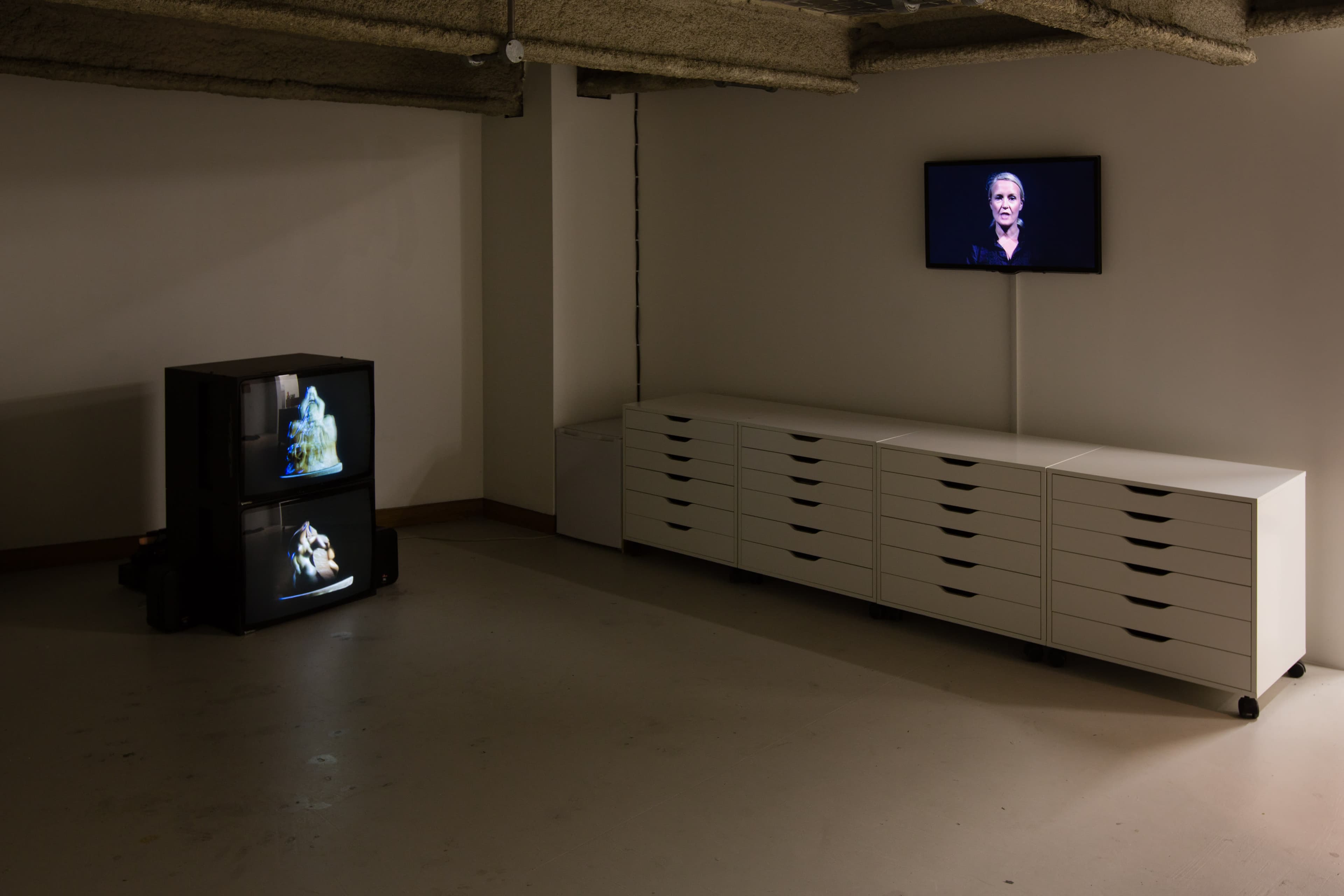 Installation shots of 'Satellite Satellite' a group exhibition at Workplace London 