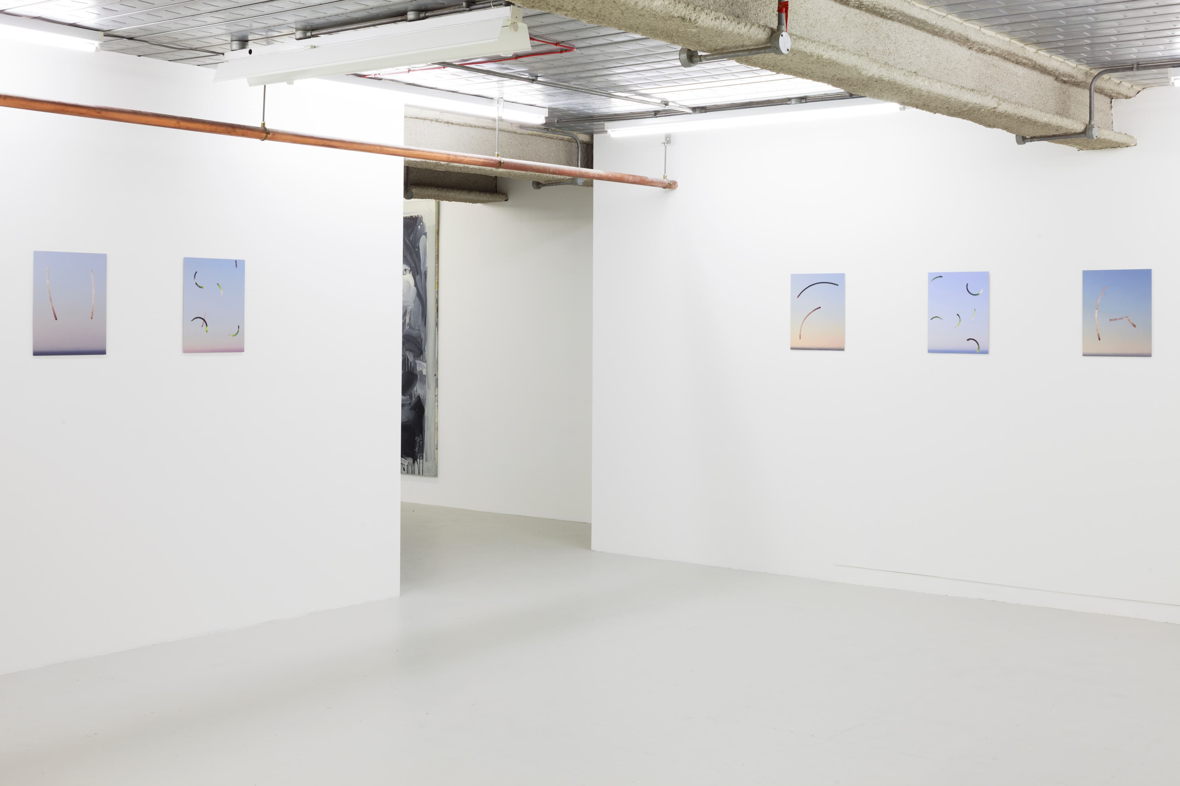 images of Joe Clarke's work in his exhibition 'Every song the same' at Workplace in London