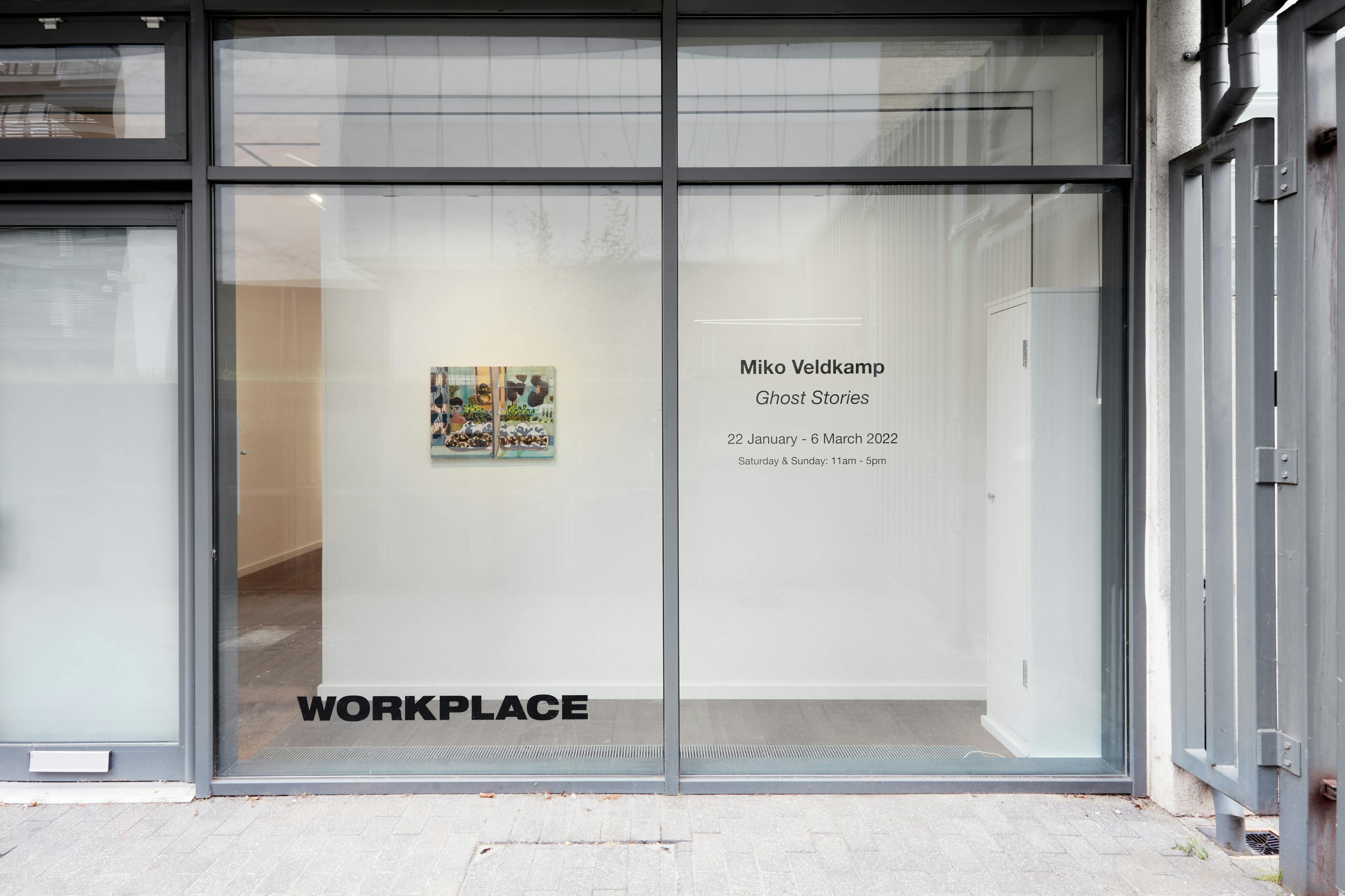 Installation shots of Miko Veldkamp's exhibition 'Ghost Stories' at Workplace in London