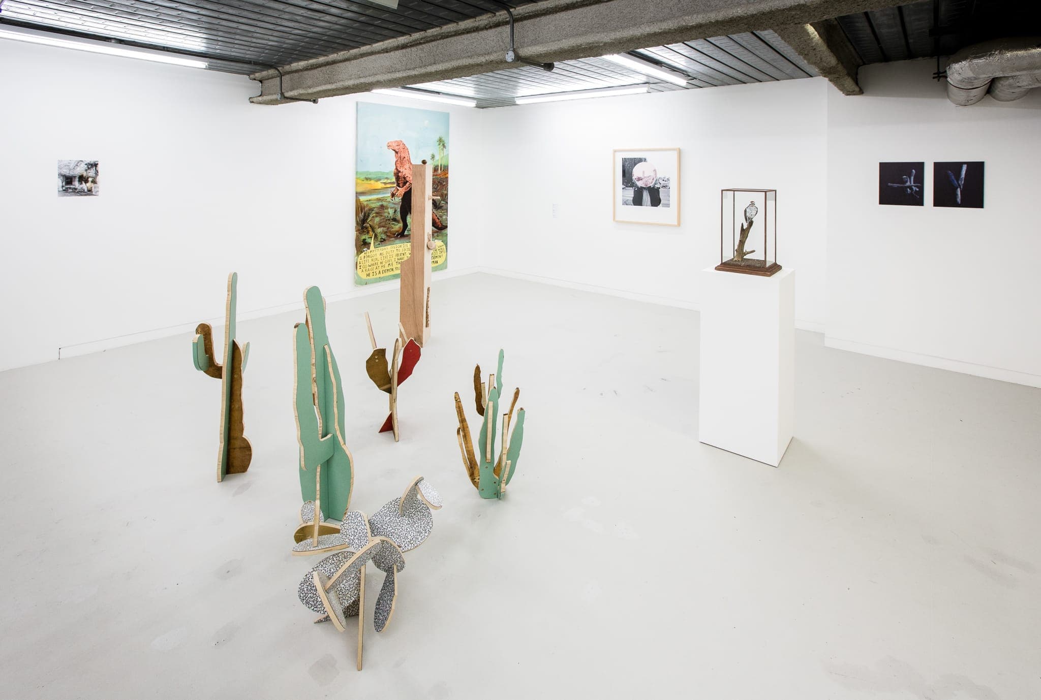 Installation shots of 'Satellite Satellite' a group exhibition at Workplace London 