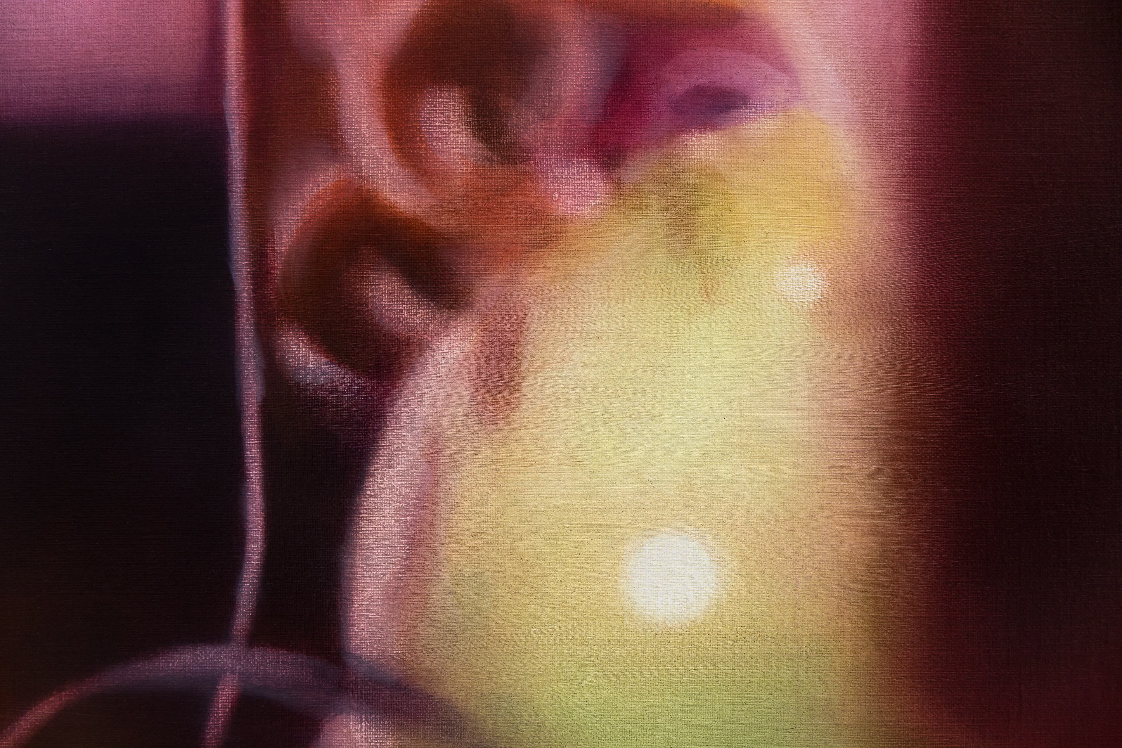 detail of a colourful painting of a burst balloon and streamers