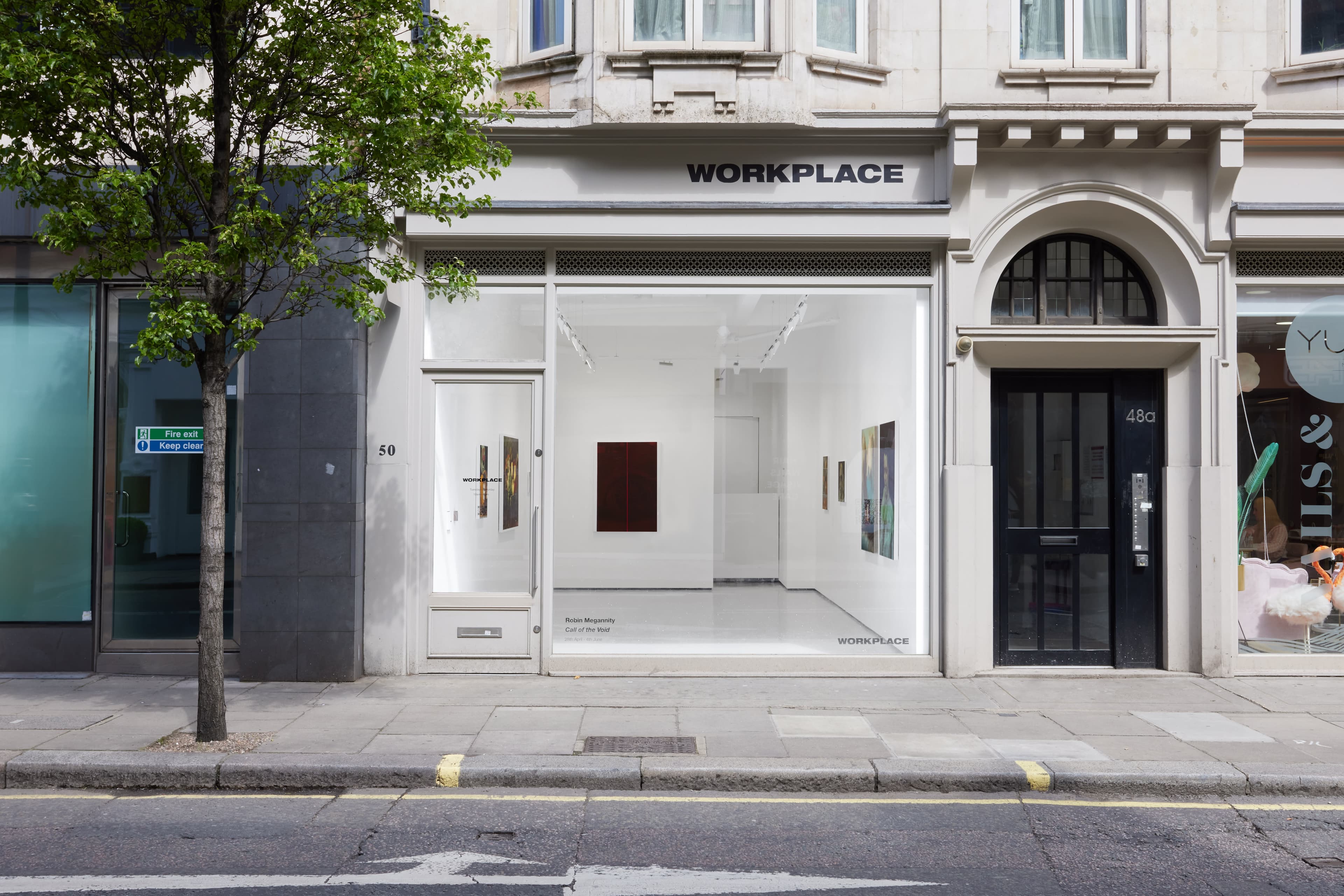 Installation shots of Robin Megannity's exhibition 'Call of The Void' at Workplace | London