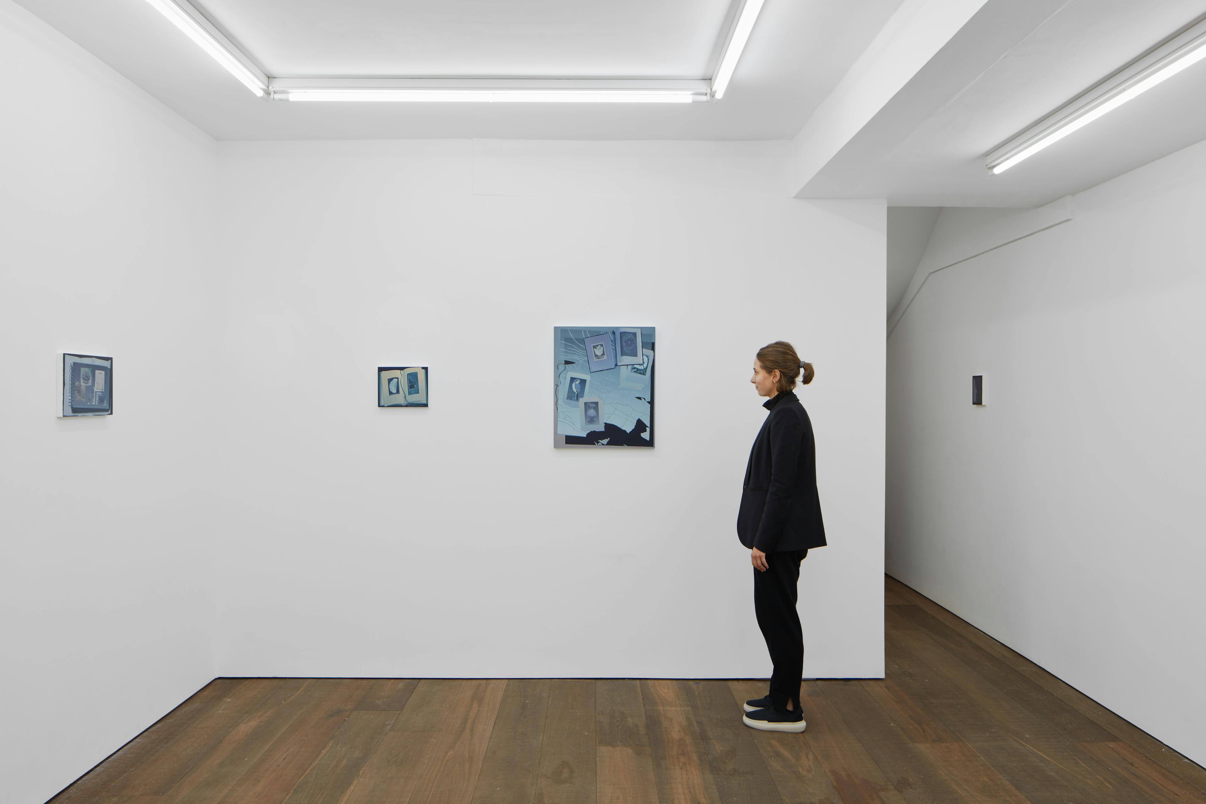 Installation shots of Olivia Jia's solo exhibition Ex Libris, at Workplace | London