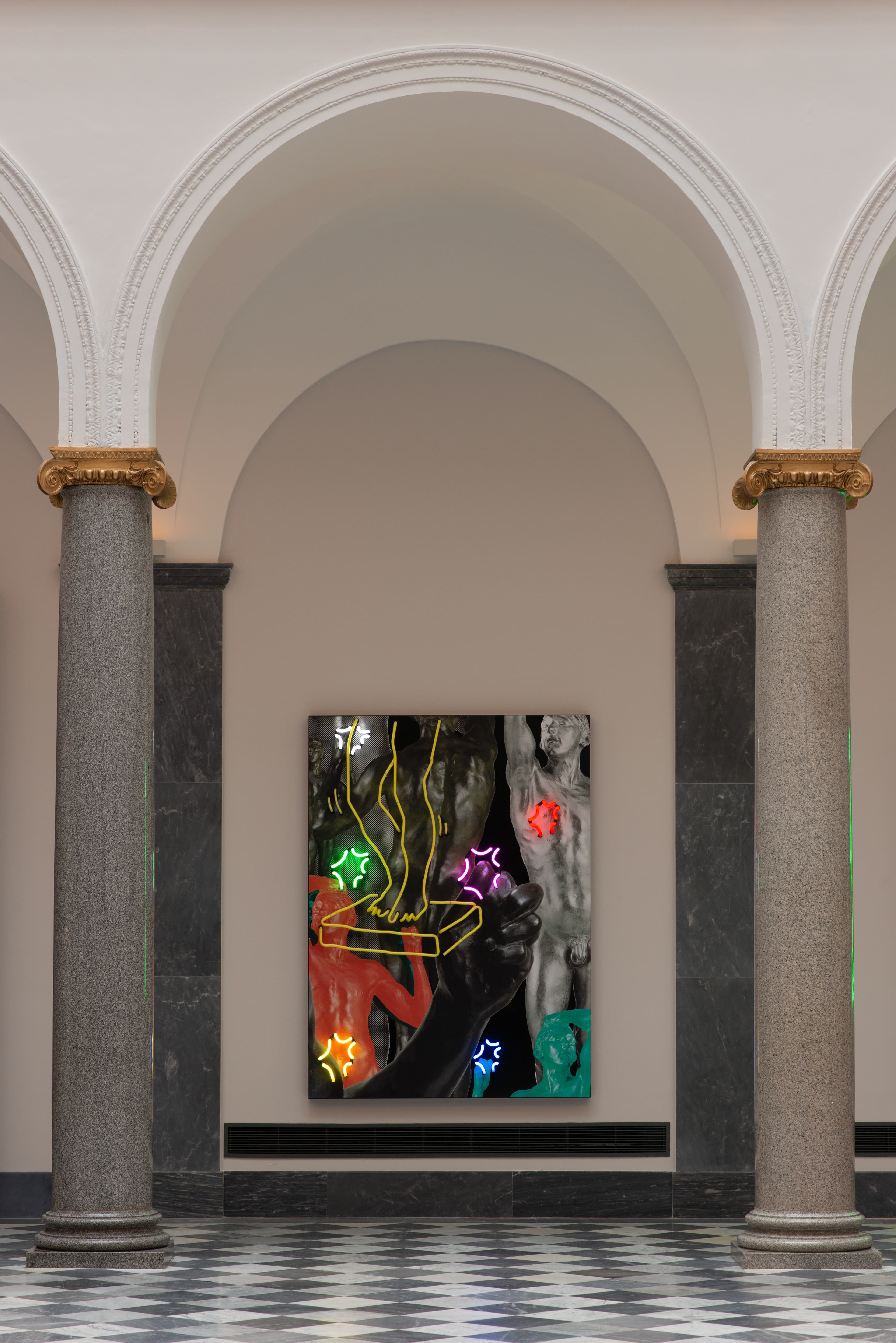 installation views of Simeon Barclay's work at British Art Show 9 in Aberdeen Art Gallery