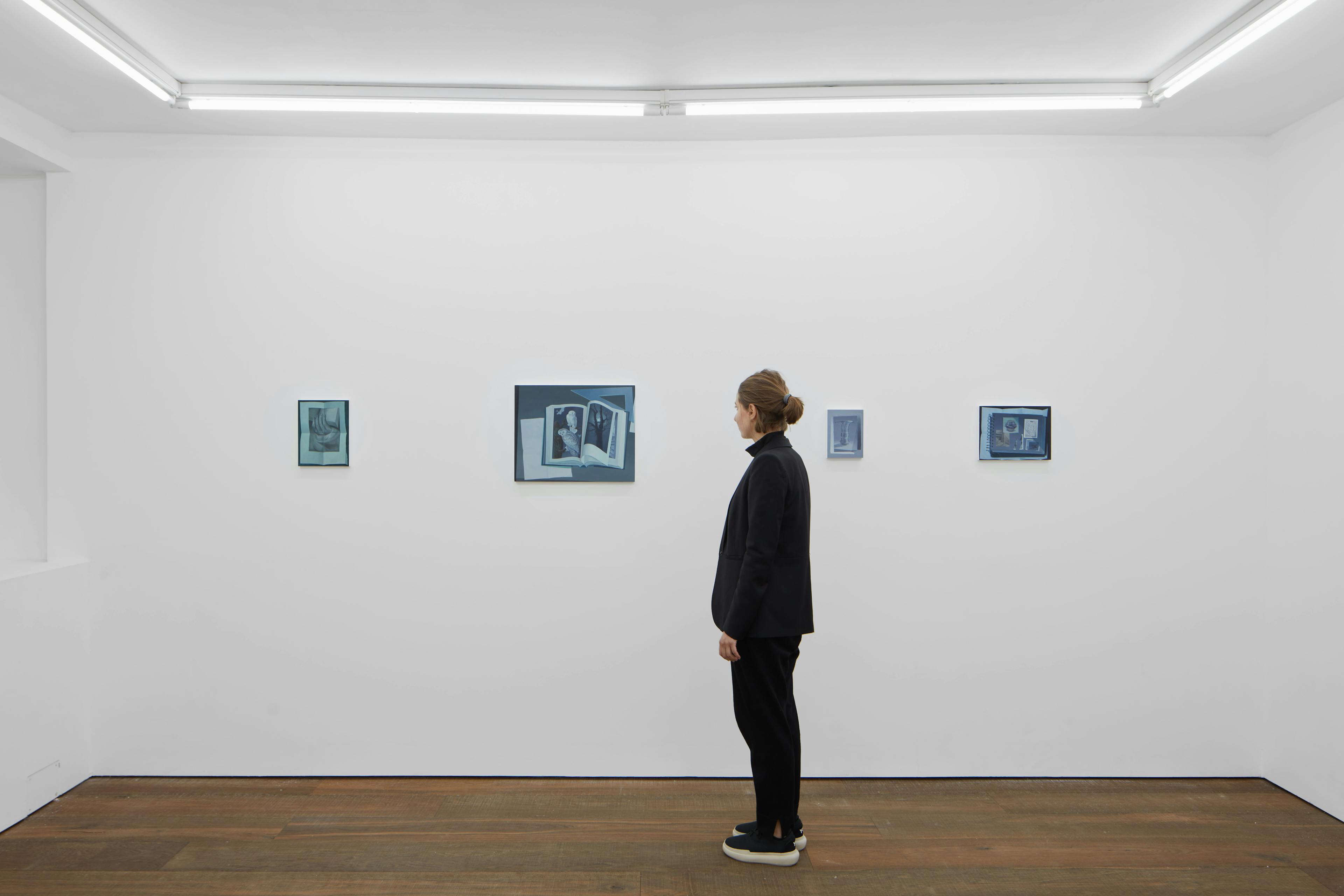 Installation shots of Olivia Jia's solo exhibition Ex Libris, at Workplace | London