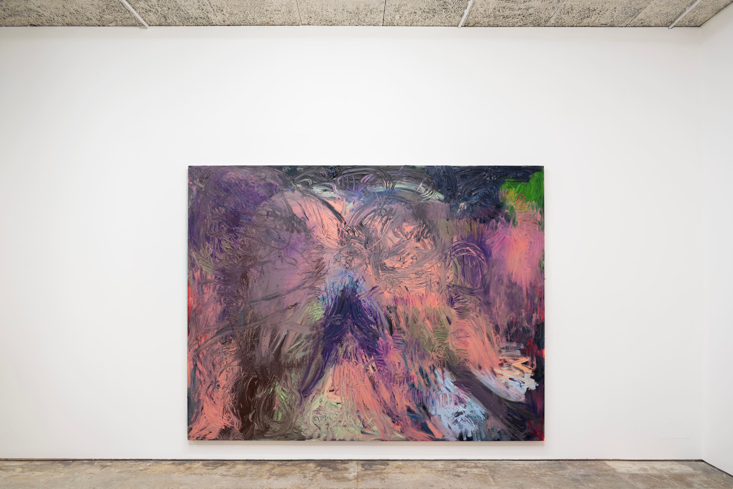 An installation by James Cabaniuk including two large abstract paintings facing one an another