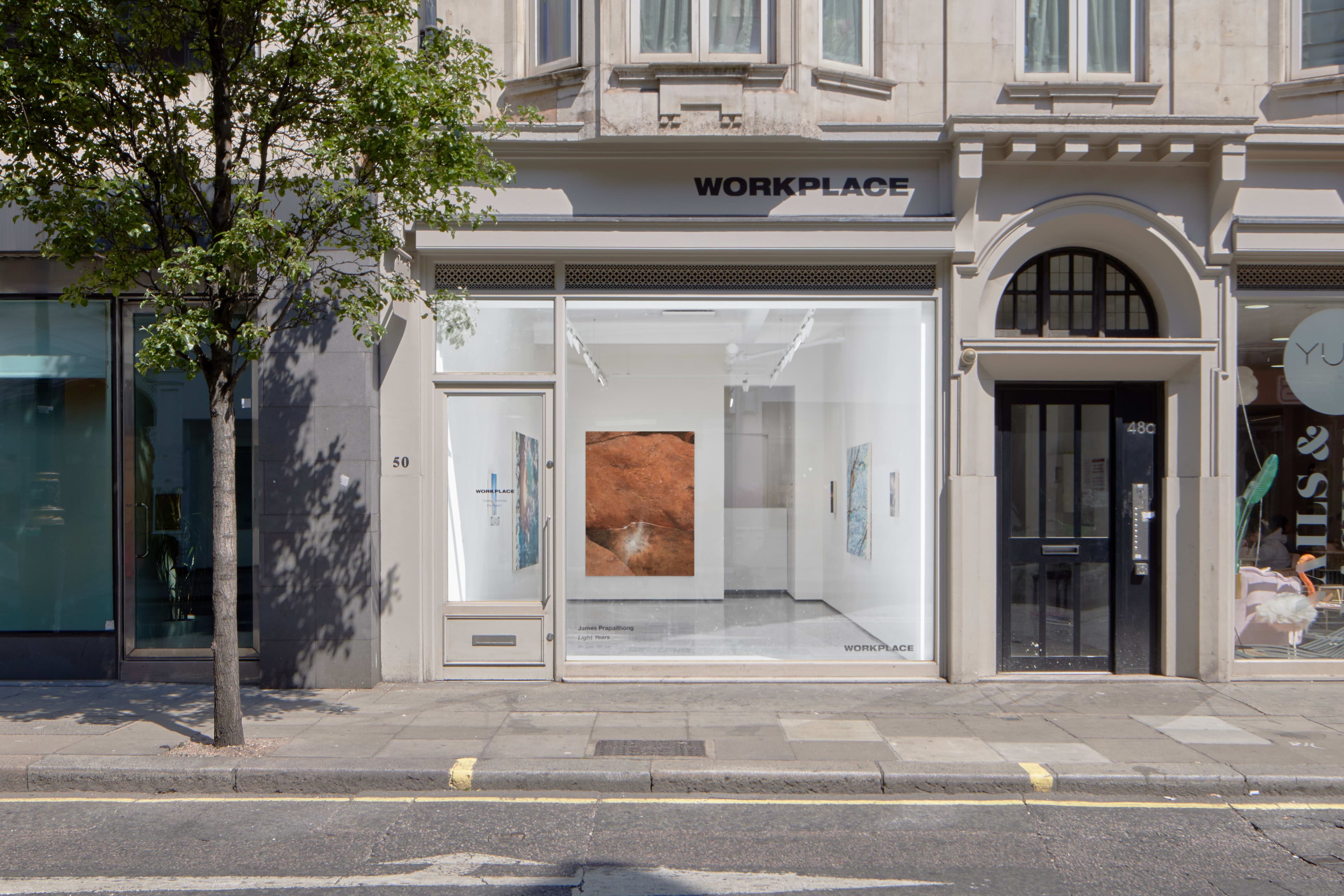 Installation shots of James Prapaithong's exhibition Light Rooms at Workplace | London