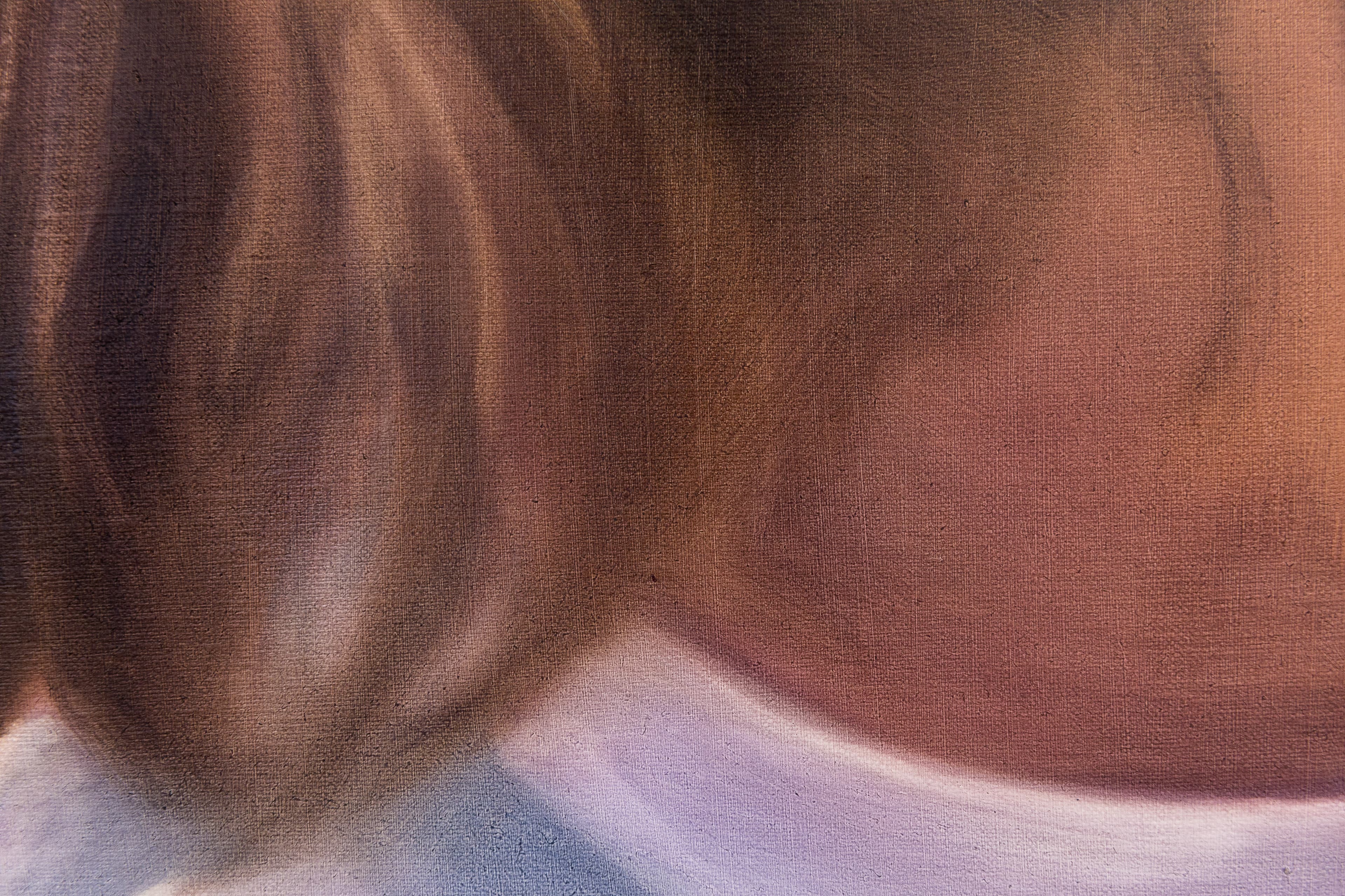 A painting by Rachel Lancaster of a ponytail held in place by a banana clip