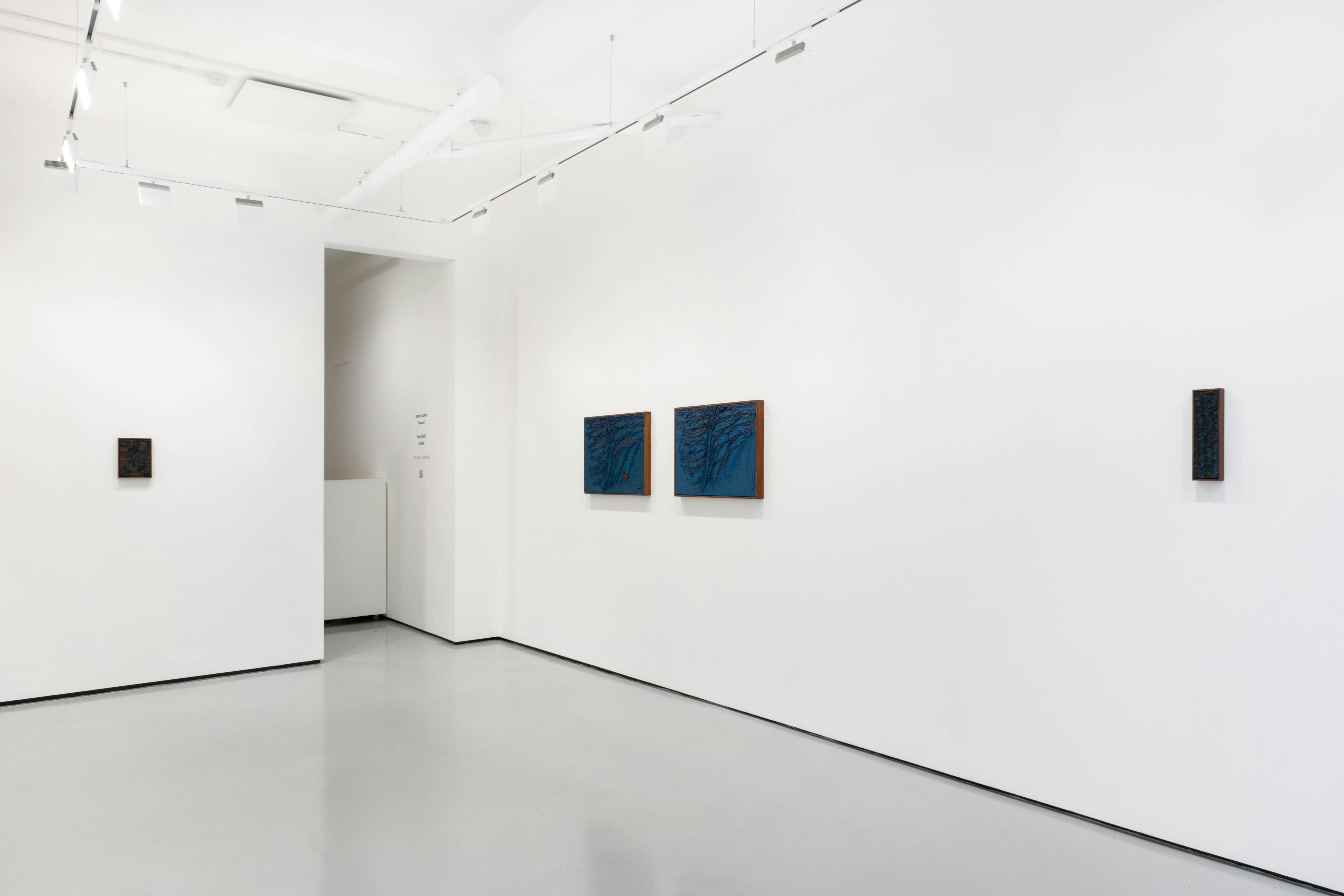 Installation photographs of James Collins exhibition 'Ground' at Workplace | London