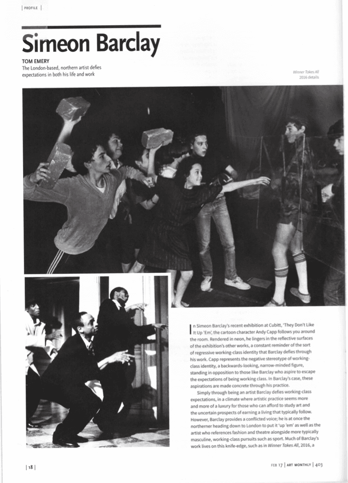 SIMEON BARCLAY - The London-based, northern artist defies expectations in both his life and work