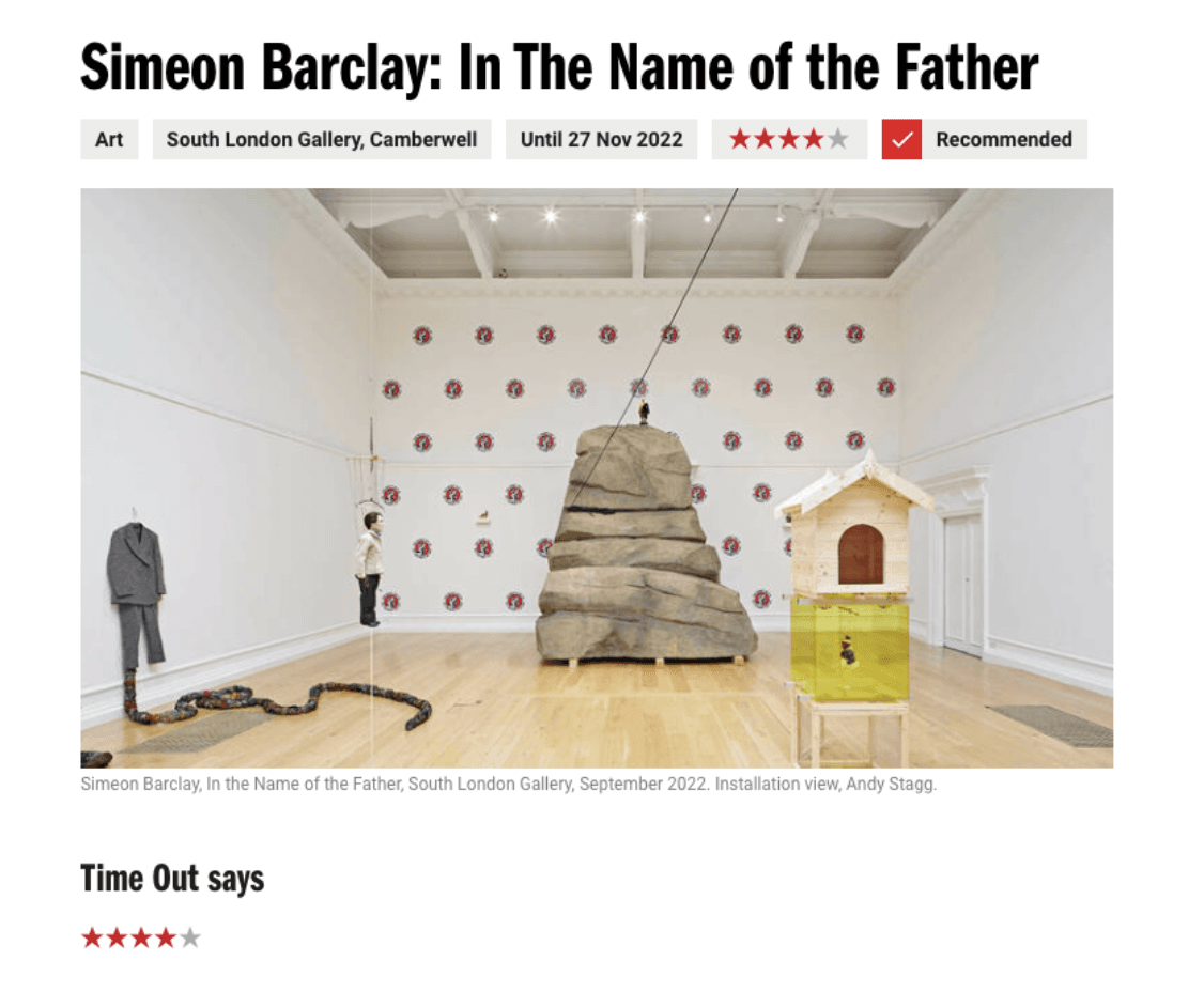 Time Out ‘Simeon Barclay: In The Name of The Father’  22 September 2022 By Eddy Frankel