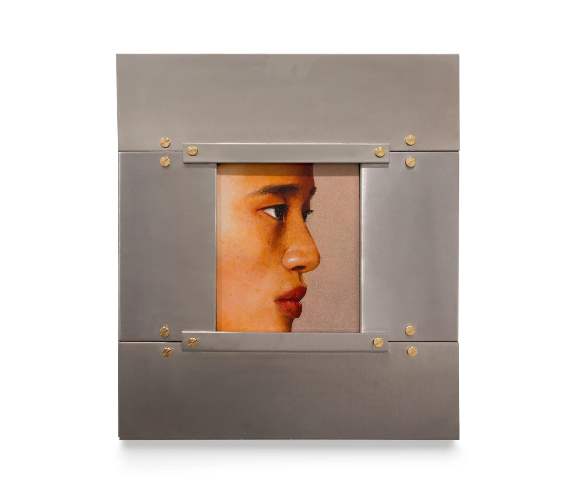 A painting by Ki Yoong of the side profile of a young man's face