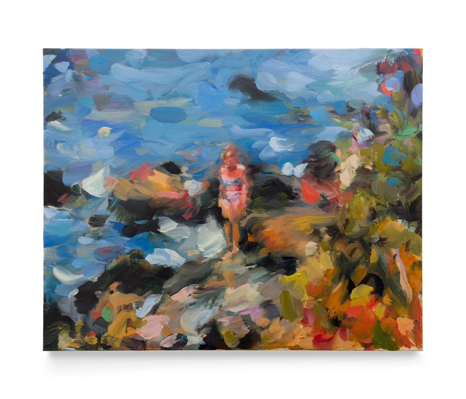 A painting by Laura Lancaster of a figure in a landscape