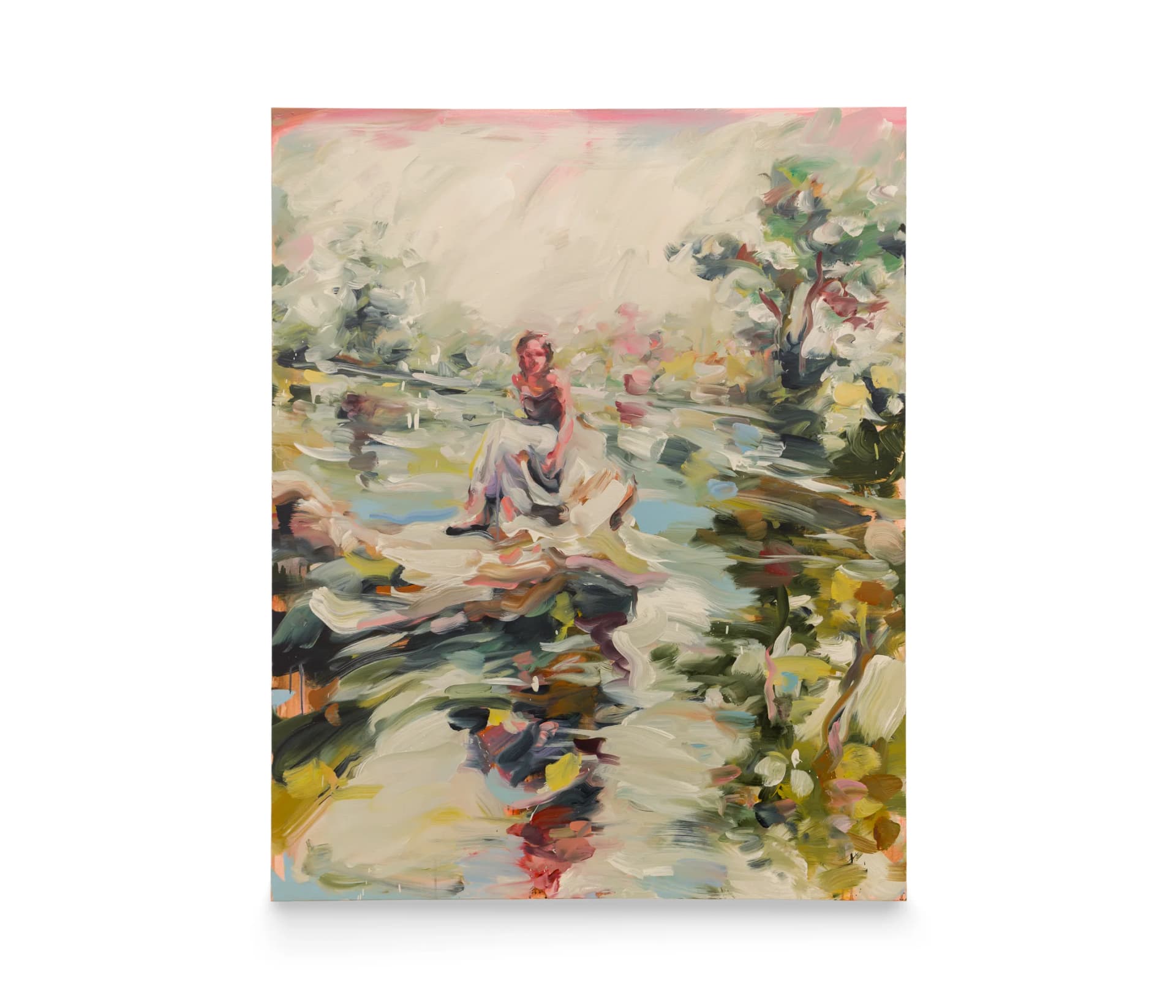 Painting of a woman sitting on a rock by Laura Lancaster