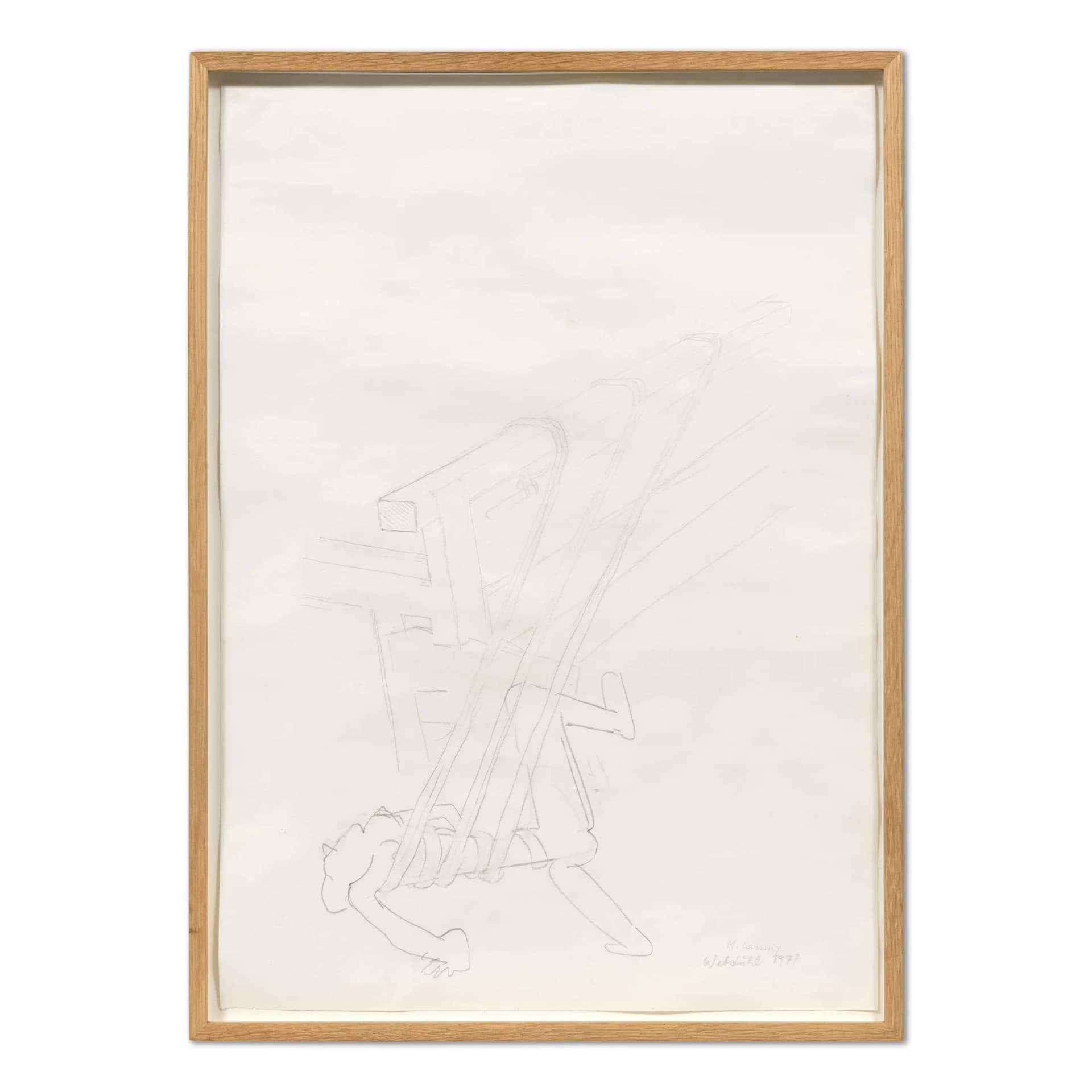 A drawing by Maria Lassnig