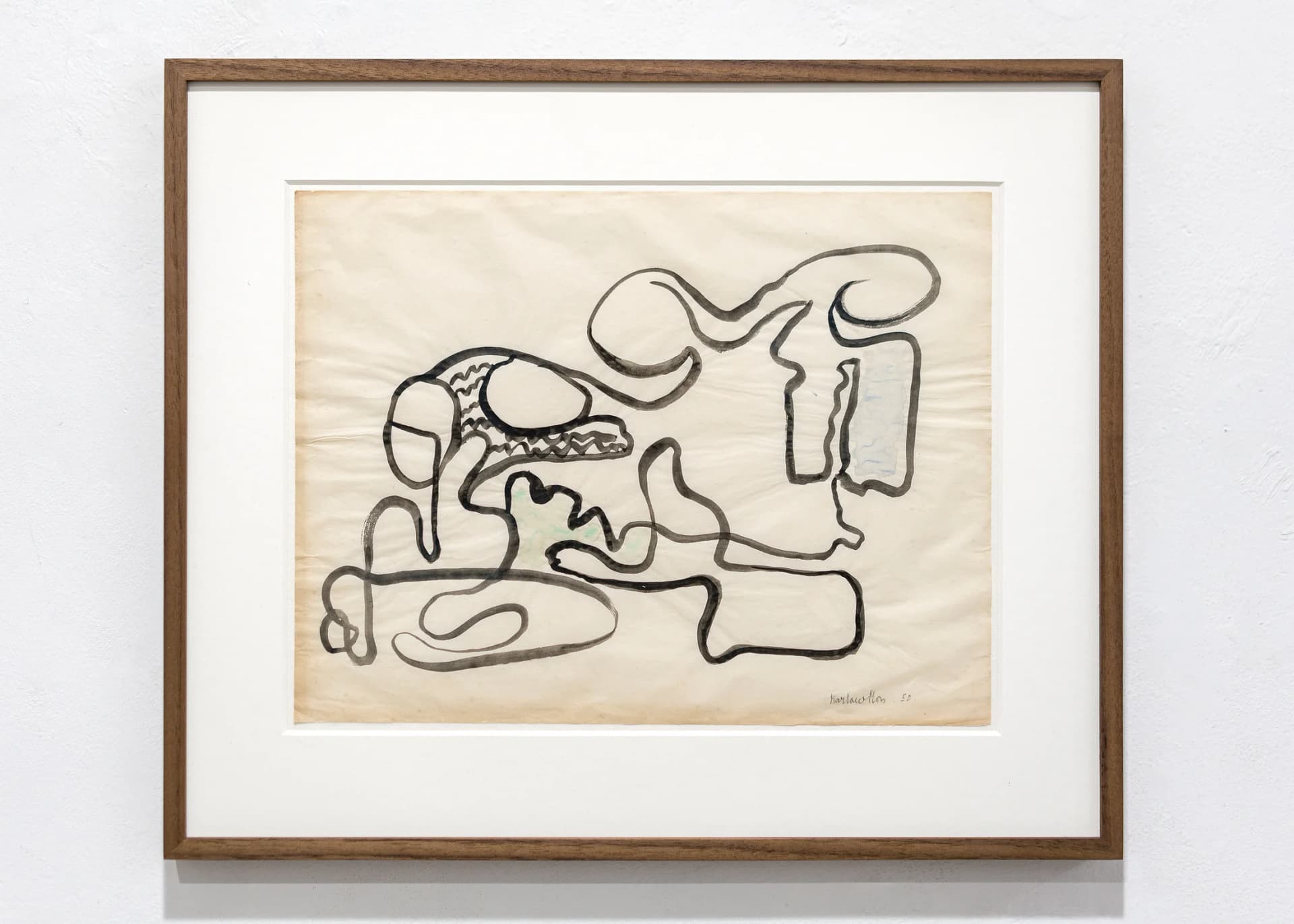 A framed painting by Marlow Moss