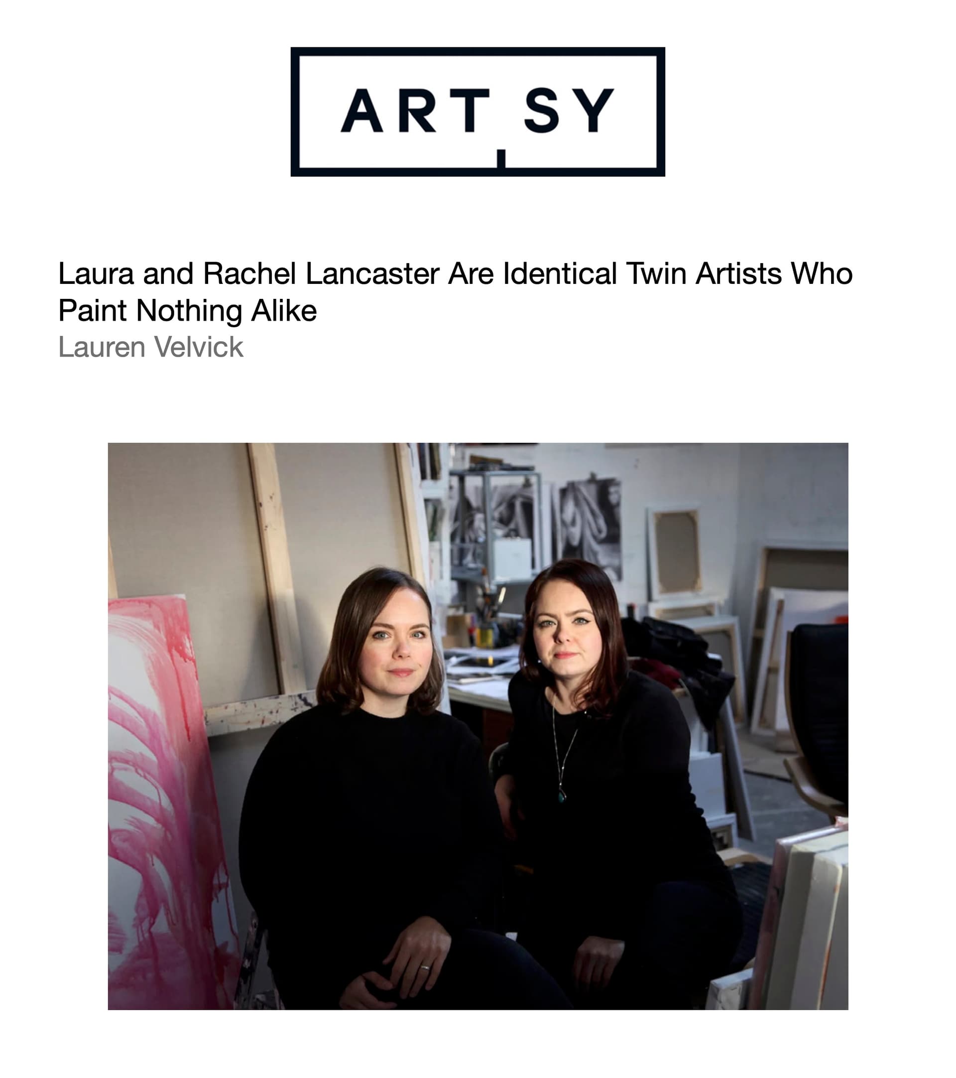 A press clipping including a photo of Laura and Rachel Lancaster