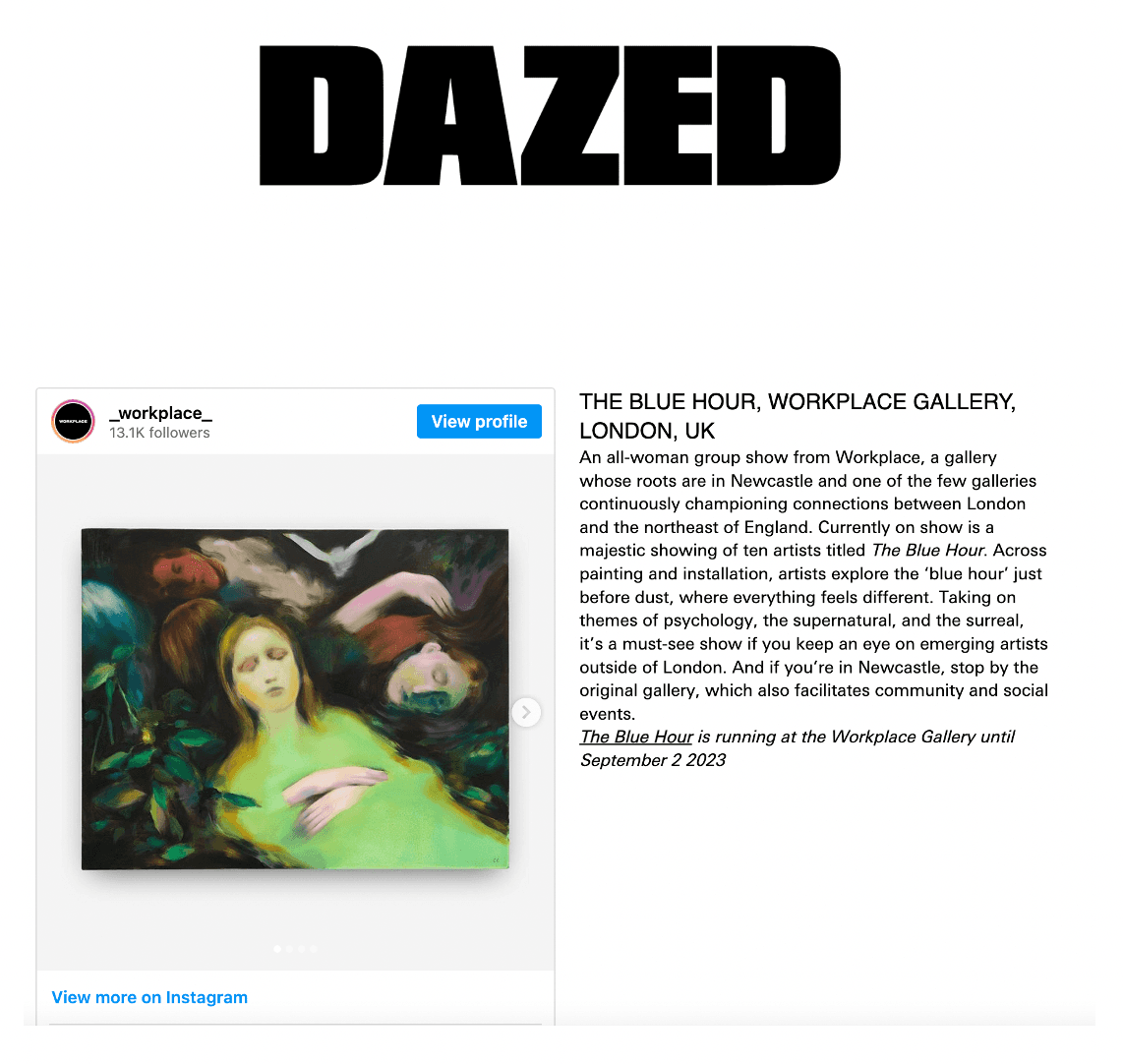 Ashleigh Kane ‘Art shows to see in London, New York and LA this August 2023’ Daze Magazine July 2023